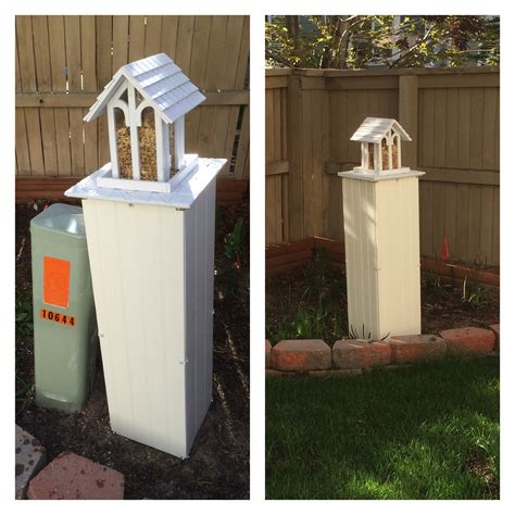 how to hide electrical boxes on outside of house|diy utility box covers.